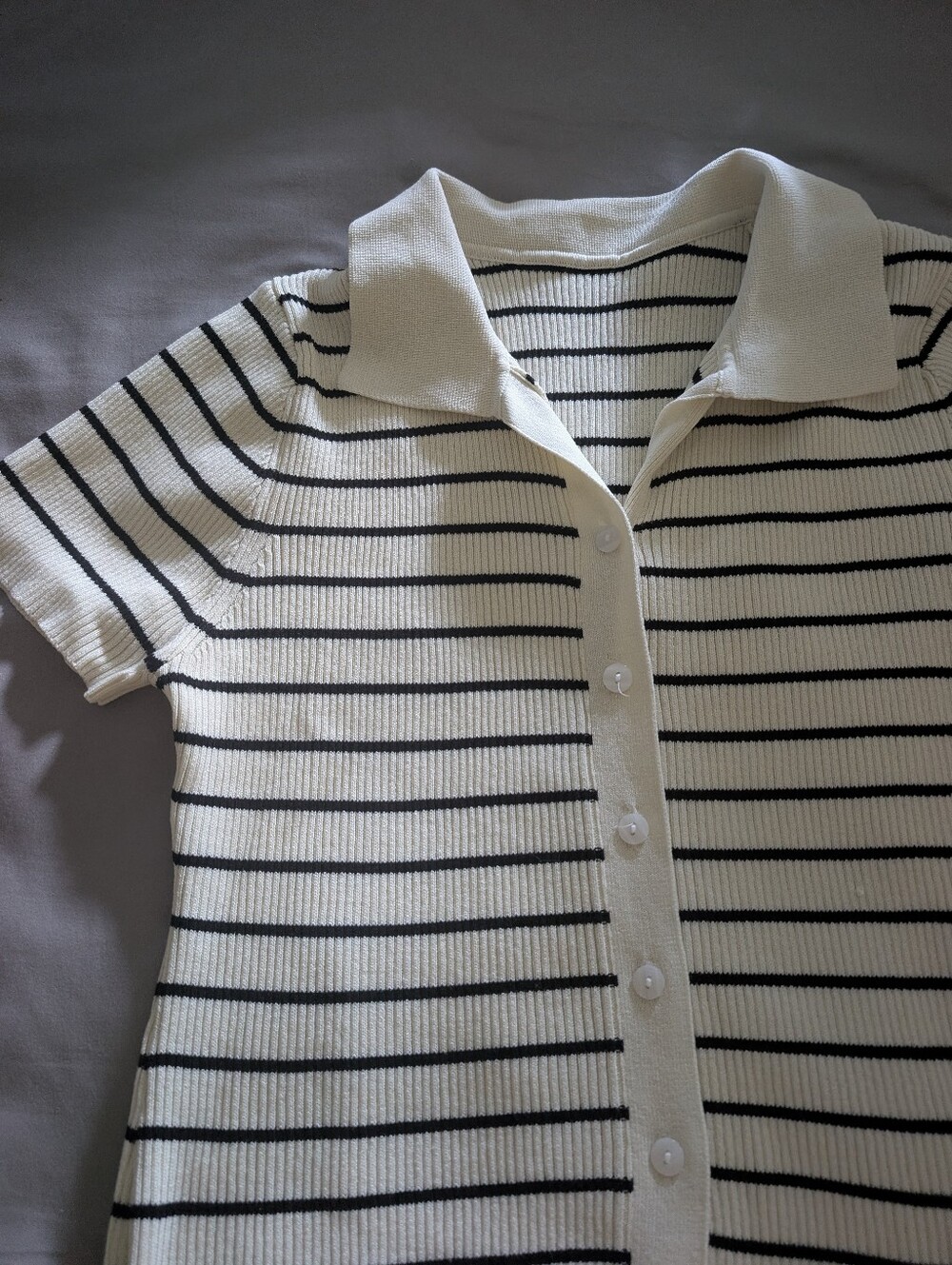 Striped Knit Collared Sweater - Picture 2 of 2